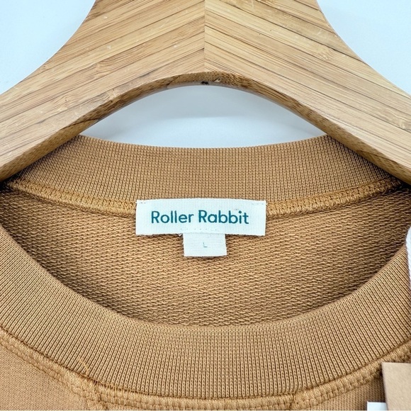 Roller Rabbit Cassia Sweatshirt with Ruffle Puff Sleeve in Coffee Size L NWT - Picture 6 of 12